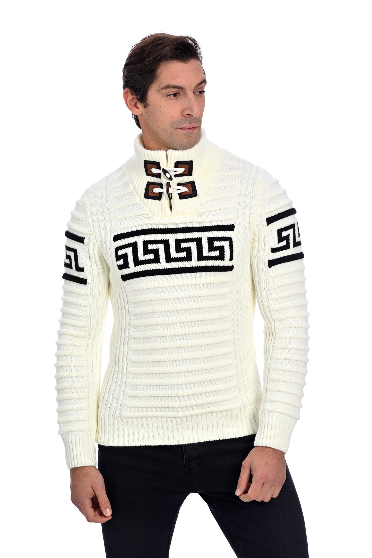 Pull élégant col haut - Festive Frost - Blanc