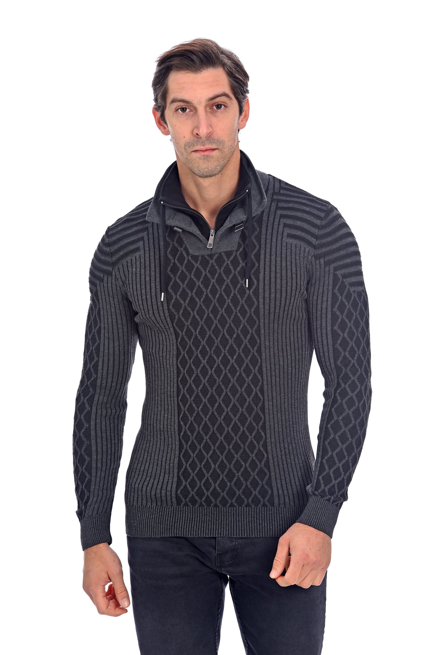 Pull avec col doublé - Fireside Flair - Gris