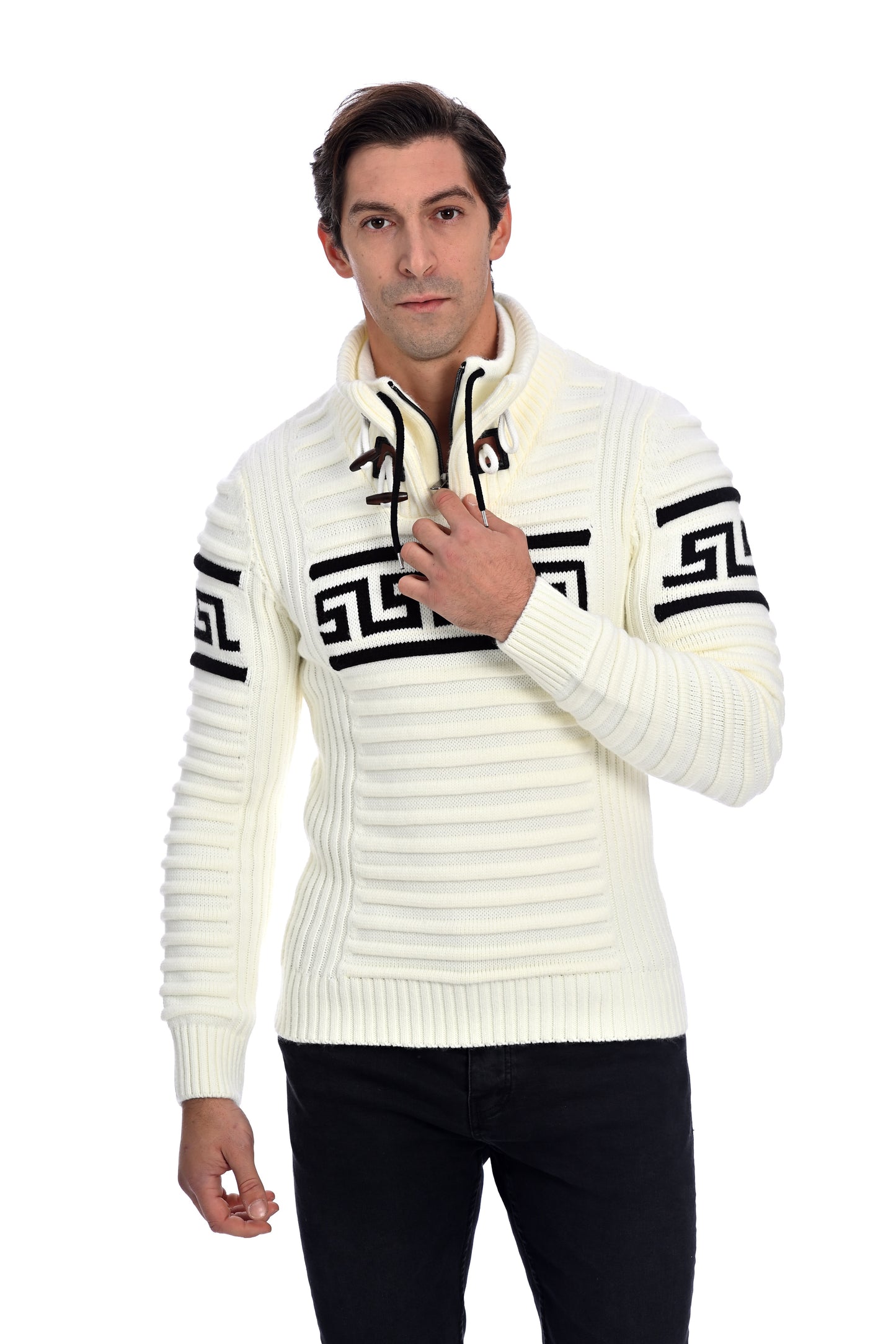 Pull élégant col haut - Festive Frost - Blanc