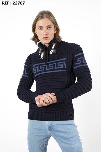 Pull élégant col haut - Festive Frost - Bleu