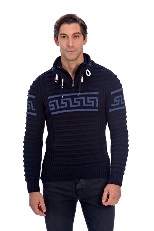 Pull élégant col haut - Festive Frost - Bleu