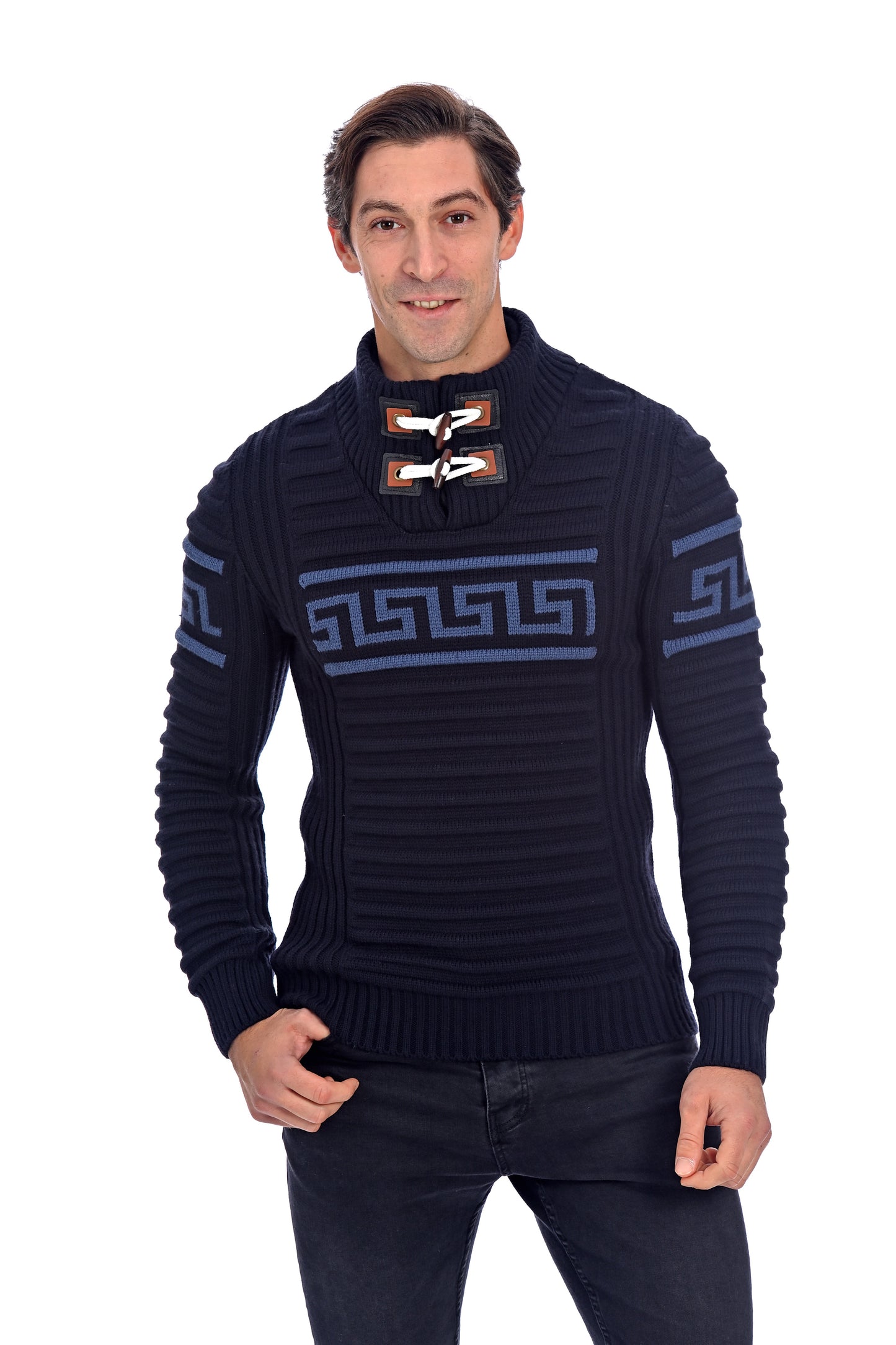 Pull élégant col haut - Festive Frost - Bleu