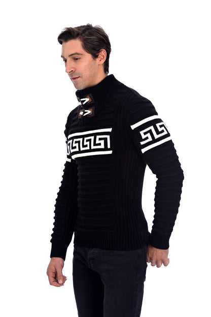 Pull élégant col haut - Festive Frost - Noir