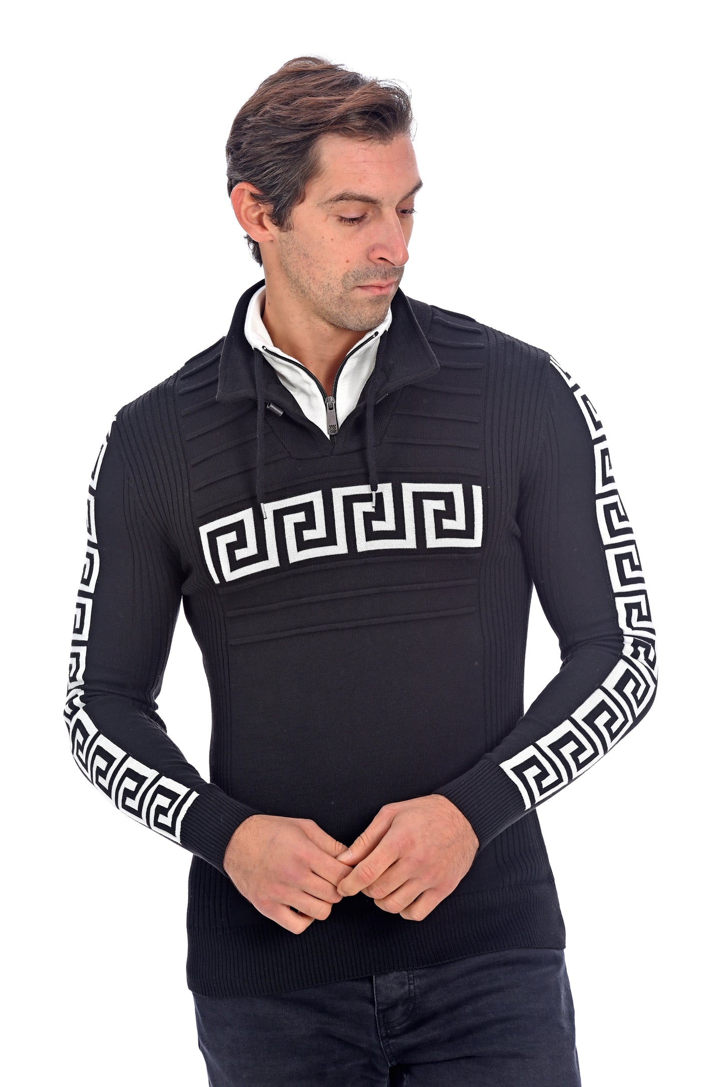 Pull élégant col haut - Festive Frost - Noir