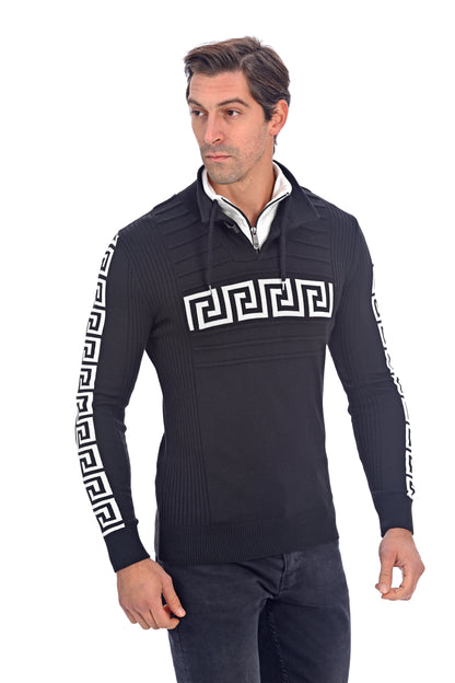 Pull élégant col haut - Festive Frost - Noir