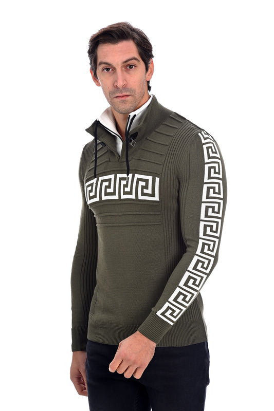 Pull maille fine double col - Yule Yarns - Kaki